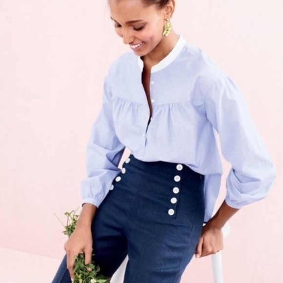J. Crew Tops - J. Crew Gathered Popover Chambray Blouse